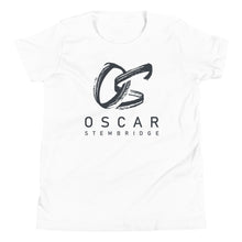 Load image into Gallery viewer, Youth T-Shirt with black OS logo (white, grey, blue, berry)