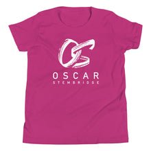 Load image into Gallery viewer, Youth T-Shirt with white OS logo (black, grey, blue, berry)