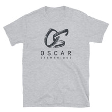 Load image into Gallery viewer, Adult Short-Sleeve Unisex T-Shirt with black OS logo (white, sport grey)